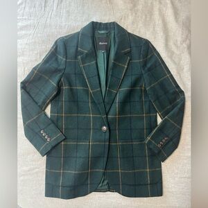 Madewell Plaid Green Blazer, Size S, Excellent Condition